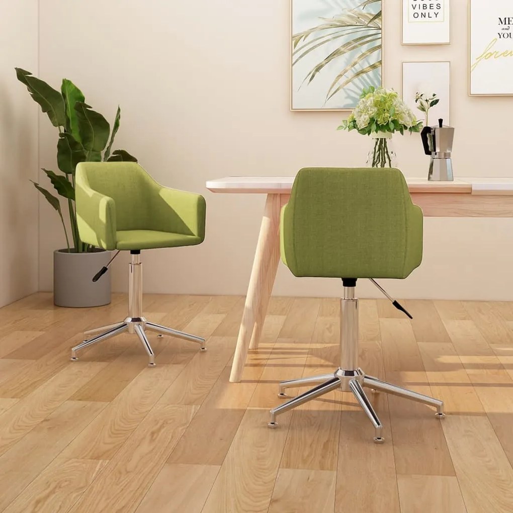 vidaXL Cadeiras de jantar giratórias 2 pcs tecido verde