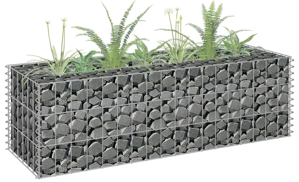 vidaXL Canteiro elevado/cesto gabião 90x30x30 cm aço galvanizado