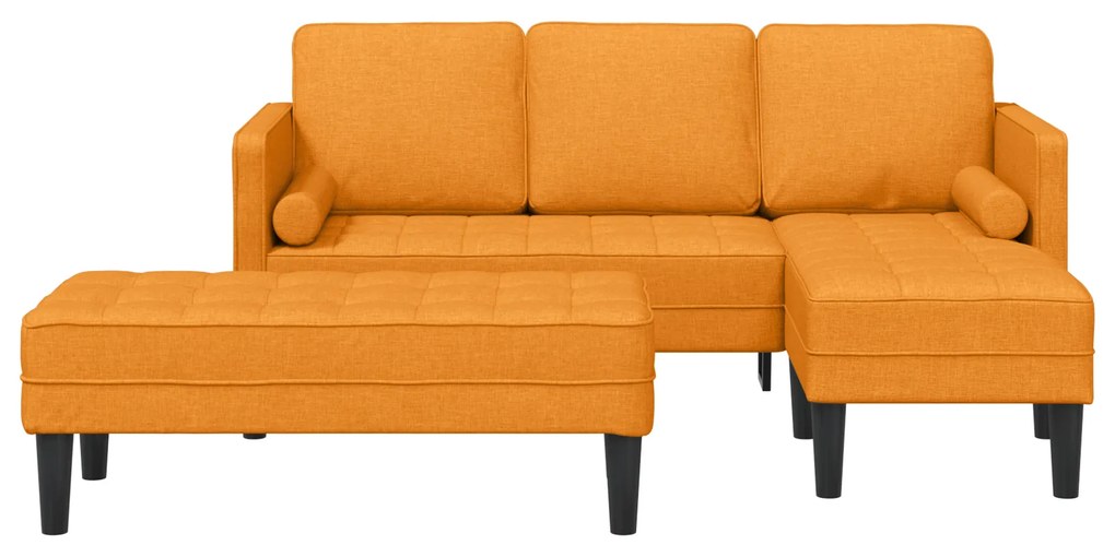 Conjunto de Sofá de 2 Peças com Almofadas Tecido Amarelo Escuro