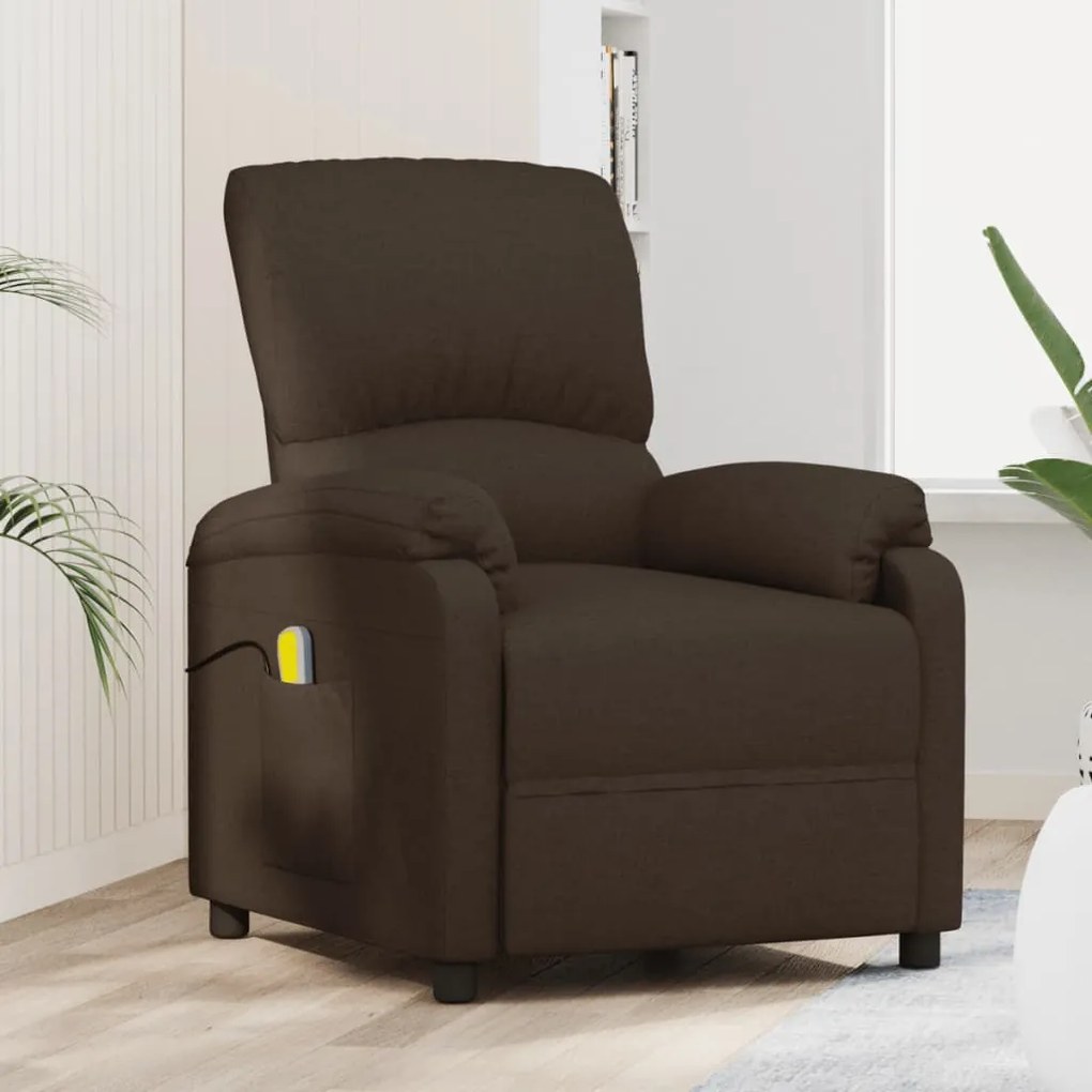 324084 vidaXL Poltrona de massagens tecido castanho-escuro