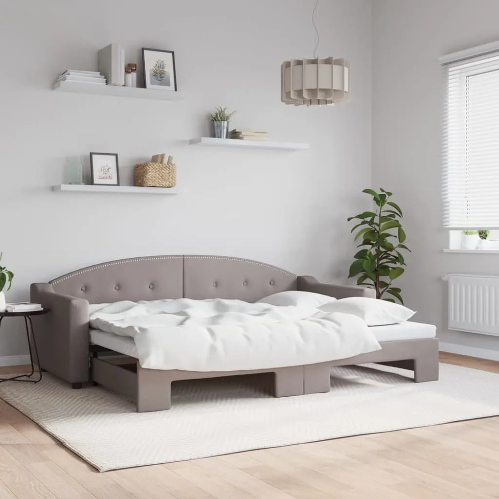 Sofá-cama com gavetão 80x200 cm tecido cinzento-acastanhado