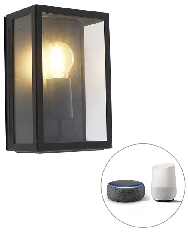 LED Candeeiro de parede exterior inteligente preto 25,5 cm com WiFi A60 IP44 - Rotterdam Moderno,Rústico
