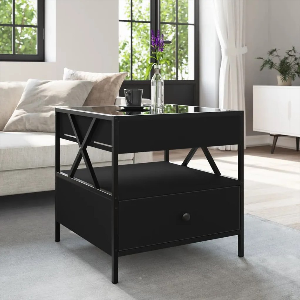 Mesa de centro c/ luzes LED Infinity 50x50x51 cm preto