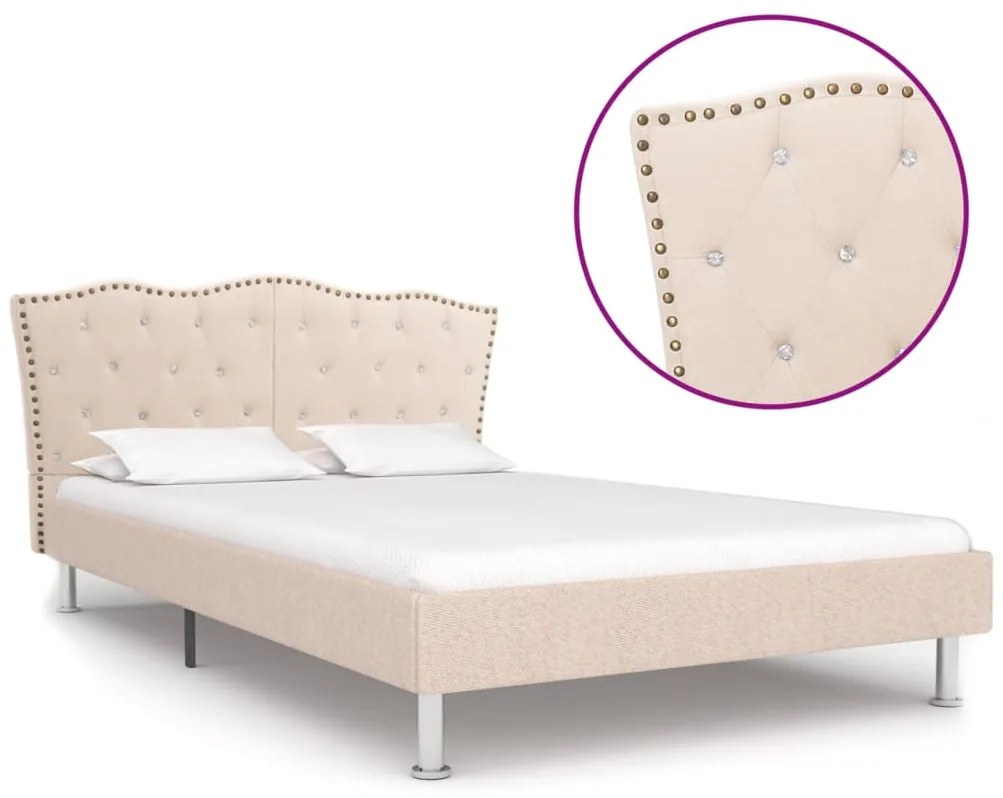 vidaXL Estrutura de cama em tecido bege 140x200 cm