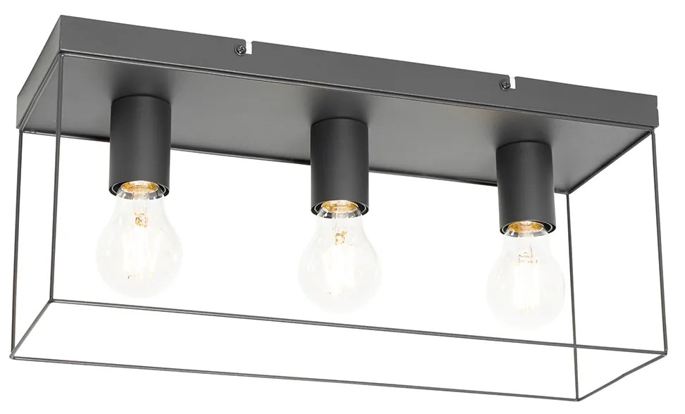 Candeeiro de teto minimalista preto 3 luzes - Kodi