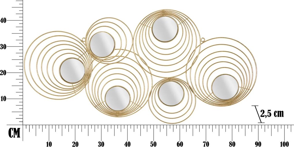 PAINEL DE PAREDE DE FERRO 3D RAYS CM 90X2,5X45 Dourado