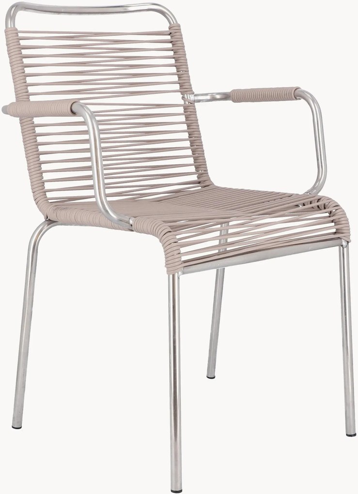 Cadeiras com braços empilháveis artesanais para jardim Mya Spaghetti, conjunto de 4