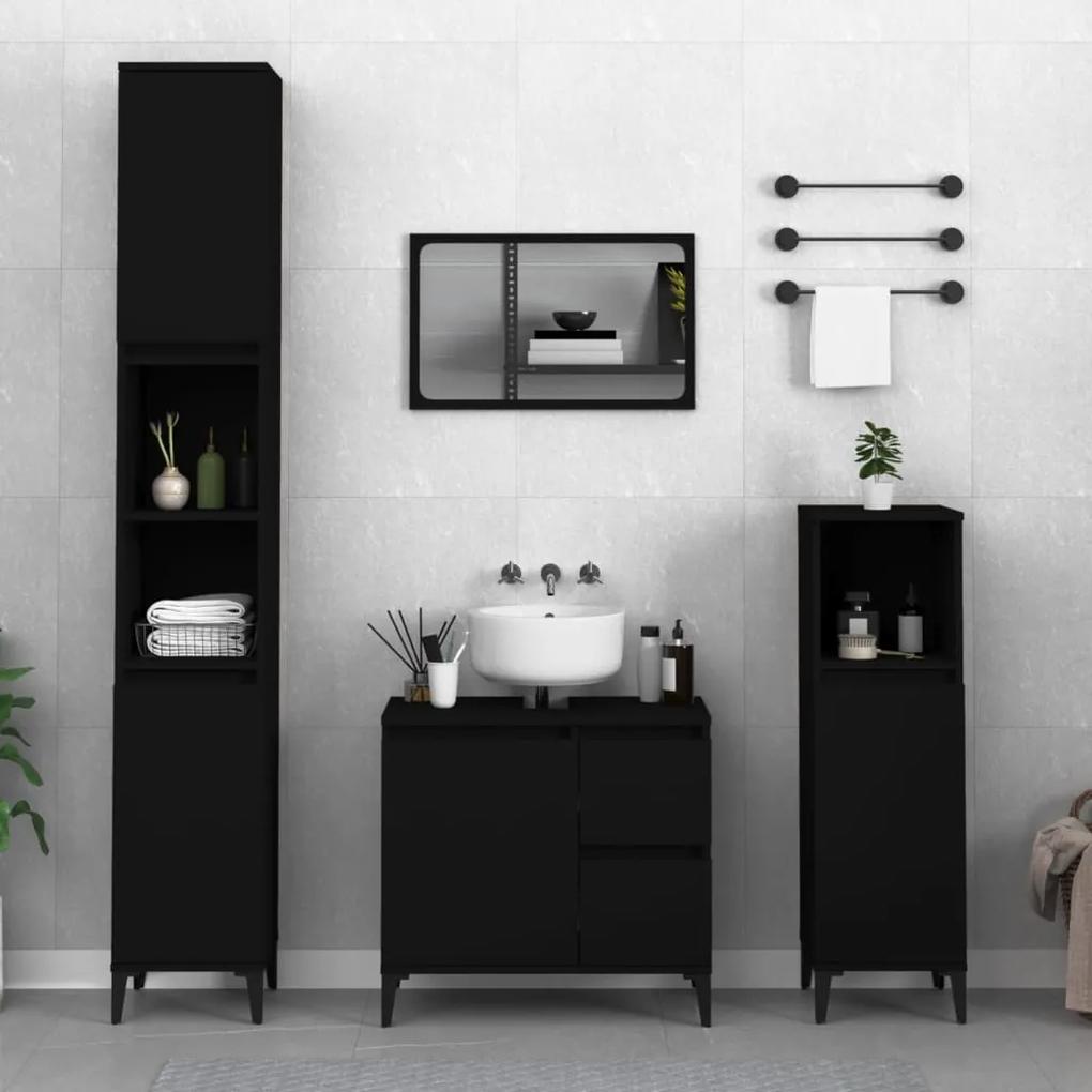 Armário casa de banho 30x30x190 cm derivados de madeira preto