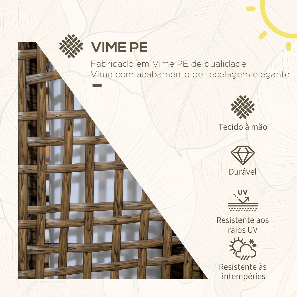 Candeeiro Solar de Jardim em Vime Sintético – 15,5x15,5x46 cm – Marrom