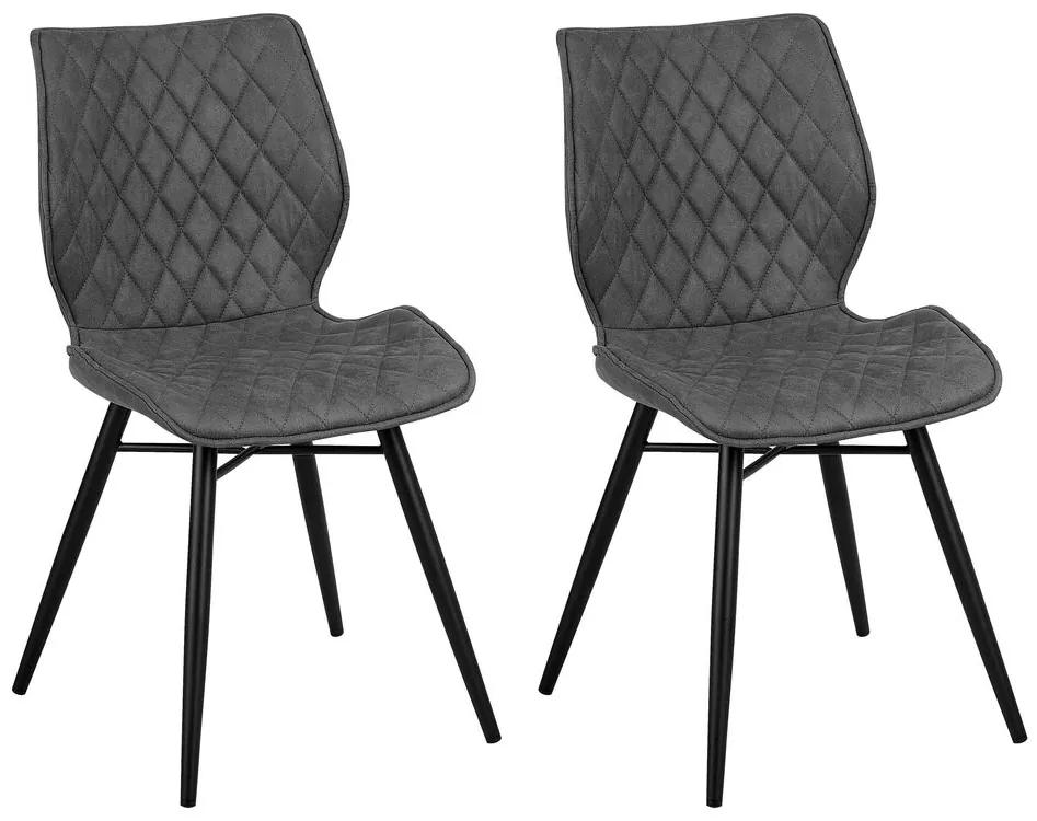 Conjunto de 2 cadeiras de jantar em tecido cinzento LISLE Beliani