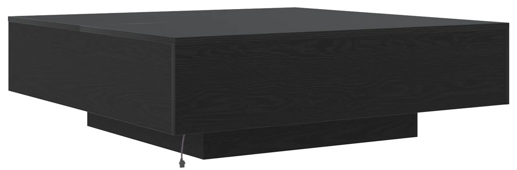 Mesa de Café vidaXL com Luzes LED Carvalho Preto 100x100x31 cm