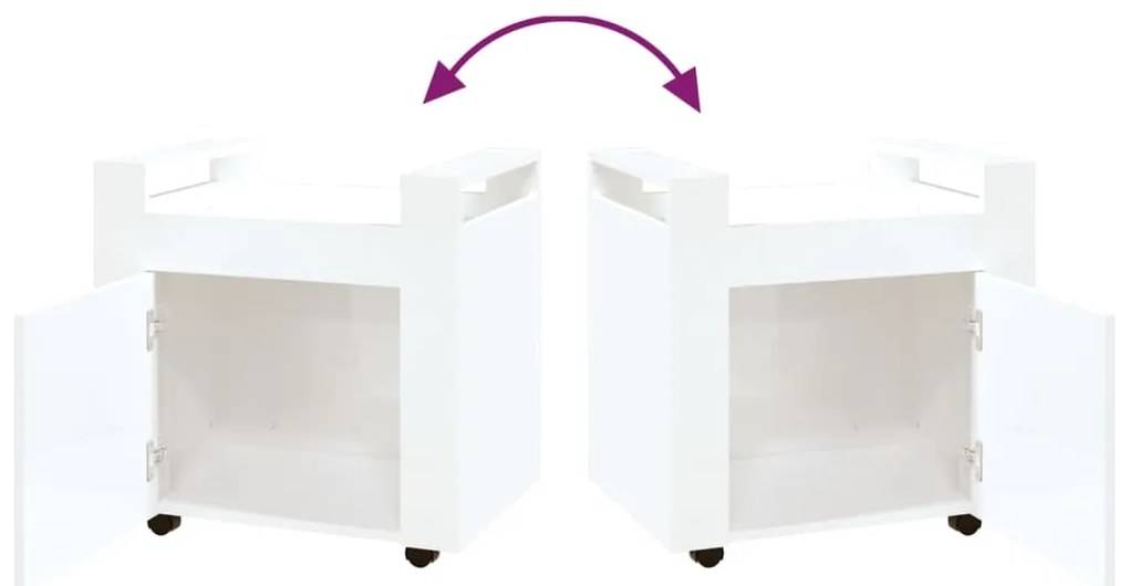 Carrinho secretária 60x45x60cm deriv. madeira branco brilhante