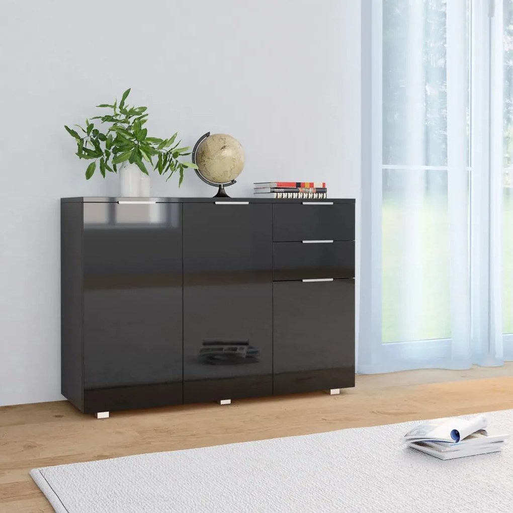 Aparador 107x35x80,5 cm preto brilhante
