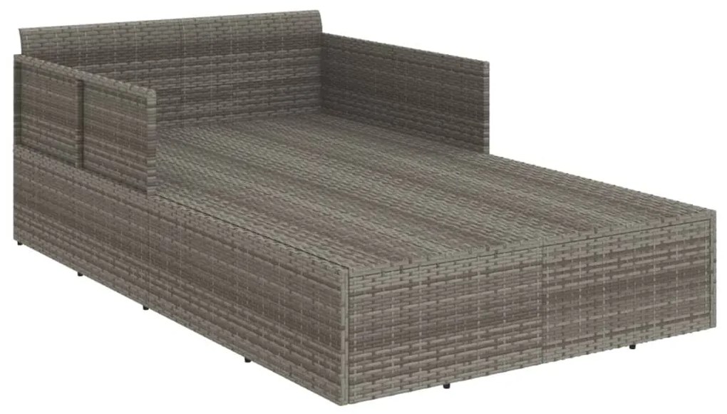 Espreguiçadeira com almofadões cinzentos 182x118x63 cm vime PE