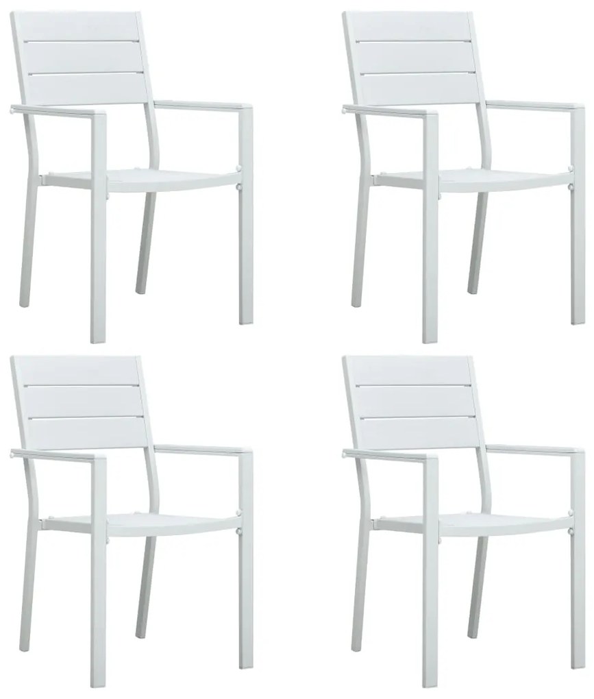 vidaXL Cadeiras jardim 4 pcs PEAD aspeto madeira branco