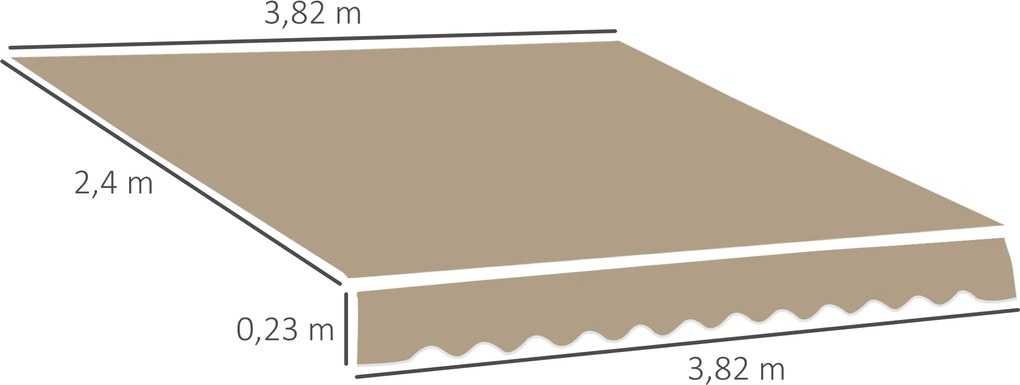 Tecido de Substituição para Toldo 382x240 cm (ESTRUTURA NÃO INCLUIDA) com Dobras Proteção UV Impermeável para Pátio Bege