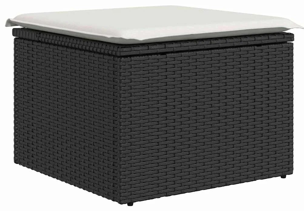 Conjunto de Sofá de Jardim de 8 Peças com Almofadas Pretas Rattan Poli