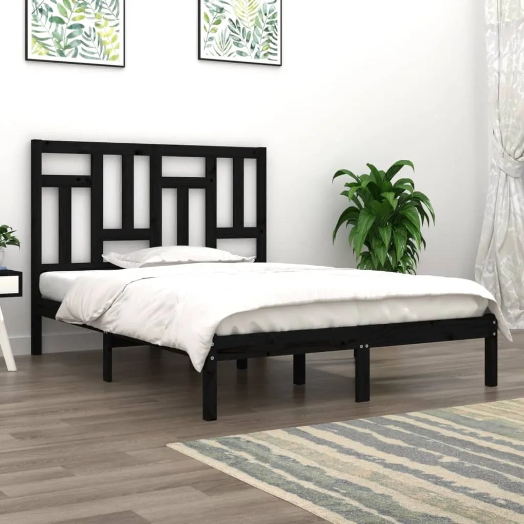 vidaXL Estrutura de cama 140x200 cm madeira de pinho maciça preto