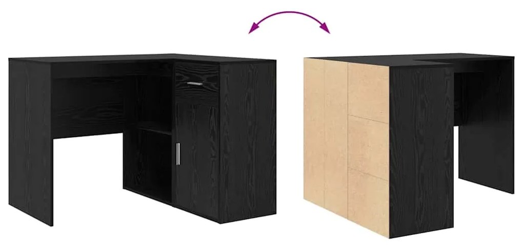 Mesa de Canto Carvalho Preto 102x88x75 cm Madeira Ingenheirada