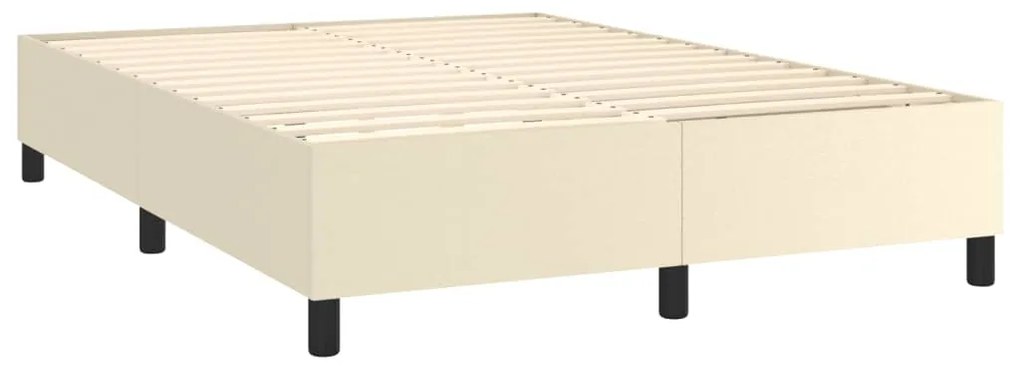 Estrutura de cama 140x190 cm couro artificial cor creme