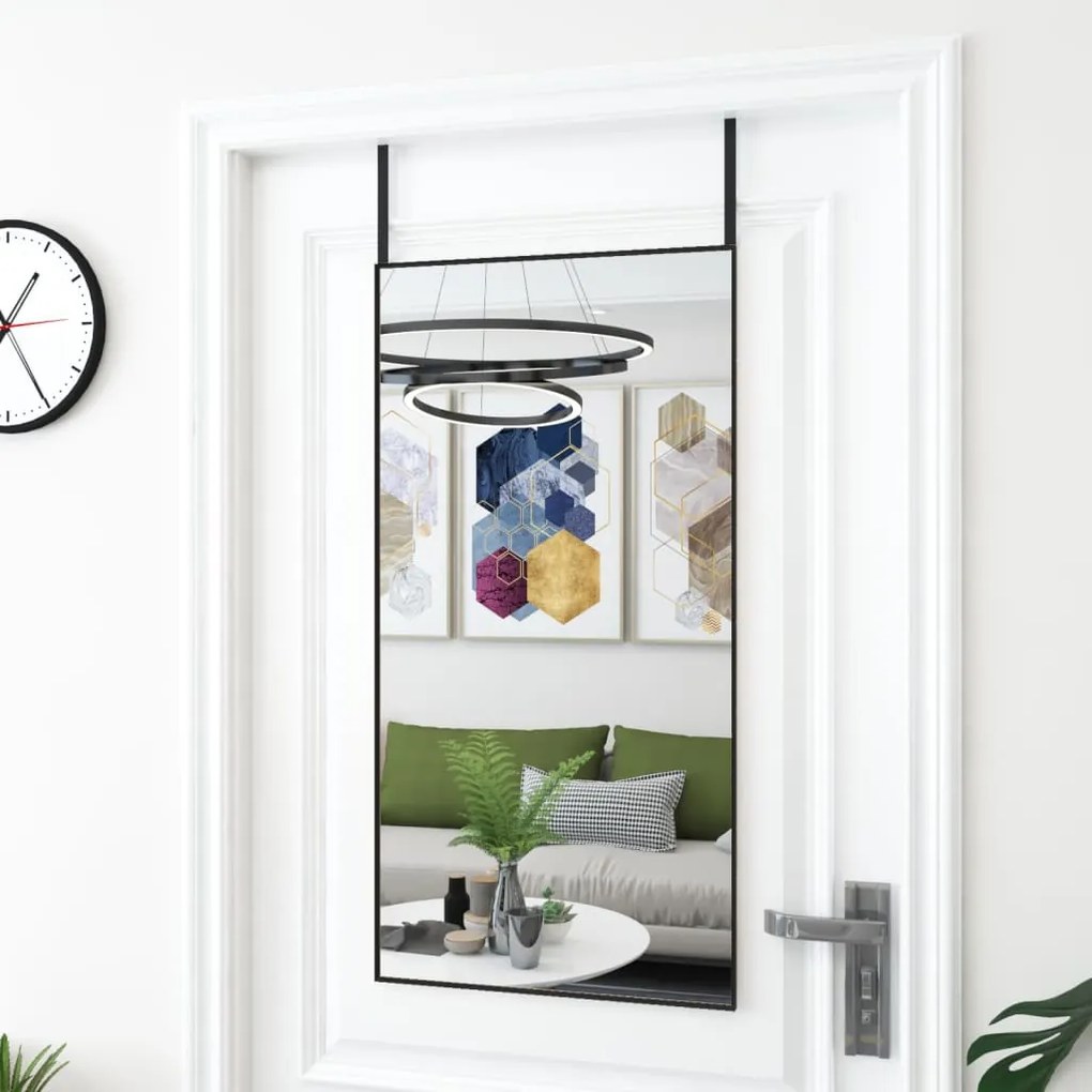 vidaXL Espelho para porta 50x100 cm vidro e alumínio preto