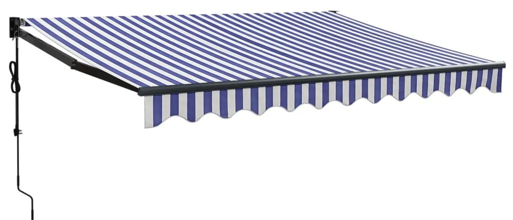 Toldo retrátil 3,5x2,5 m tecido e alumínio azul e branco