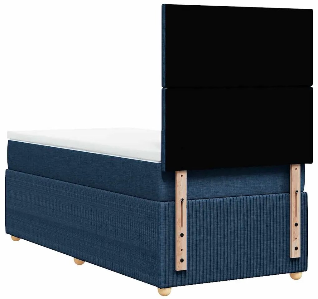 Cama com molas/colchão 90x200 cm tecido azul