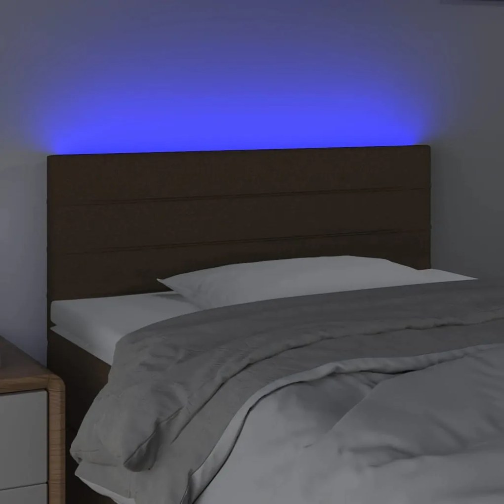 Cabeceira de cama c/ luzes LED tecido 80x5x78/88 cm castanho