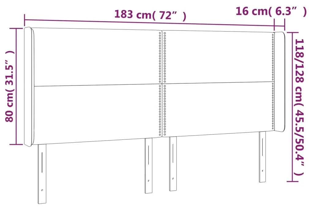 Cabeceira cama c/ luzes LED veludo 183x16x118/128cm azul-escuro