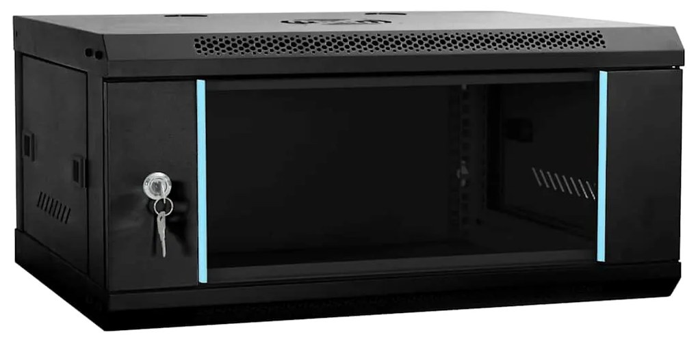 vidaXL Armário de Rede com armazenamento Preto 60 x 35 x 28 cm Aço