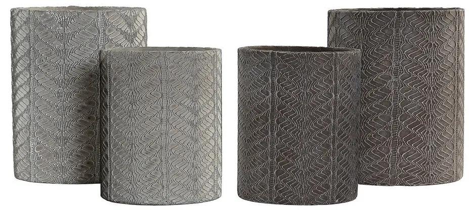 Conjunto de Vasos DKD Home Decor ‎S3023944 Cinzento Cimento Cinzento escuro Colonial (17 x 17 x 21 cm) (2 Unidades)