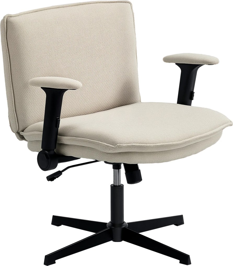 HOMCOM Cadeira de Escritório com Apoios de Braço Rebatíveis Assento  Altura Ajustável  Função Basculante 76x70x85-97 cm Creme | Aosom Portugal