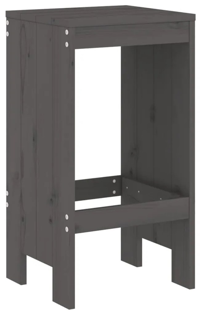 Bancos de bar 2 pcs 40x36x75 cm madeira de pinho maciça cinza