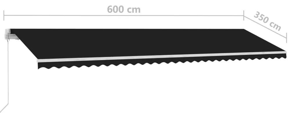 Toldo retrátil manual com LED 600x350 cm antracite