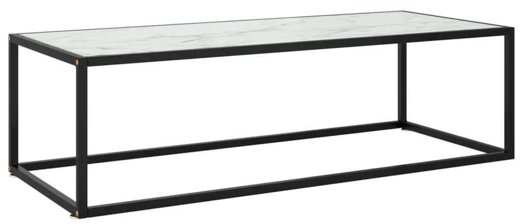 322885 vidaXL Mesa de centro 120x50x35 cm preto com vidro mármore branco