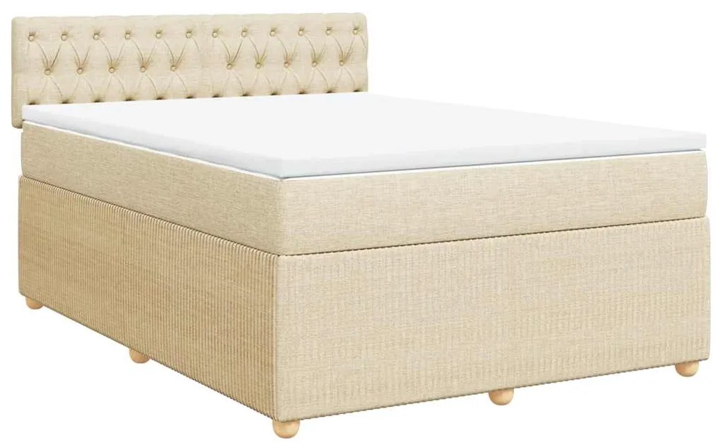 Cama com molas/colchão 140x200 cm tecido cor creme