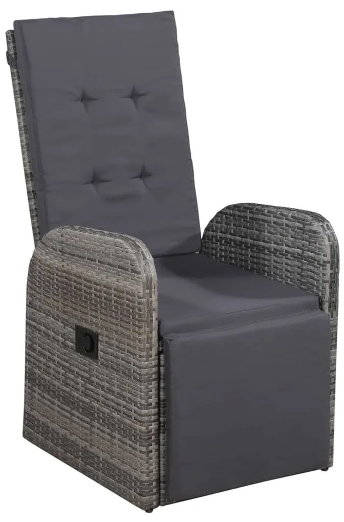3 pcs conjunto bistrô com almofadões vime PE cinzento