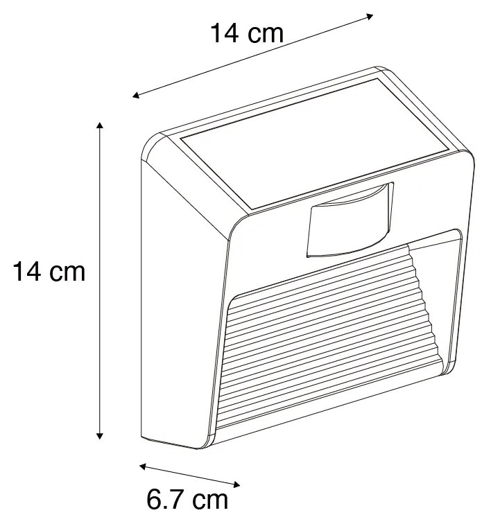 Candeeiro de Parede Preto incl. LED IP54 com Sensor de Movimento Solar - Border