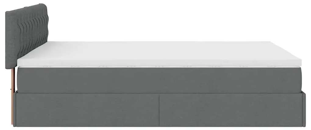 Cama otomana com colchão 140x190 cm tecido cinzento escuro