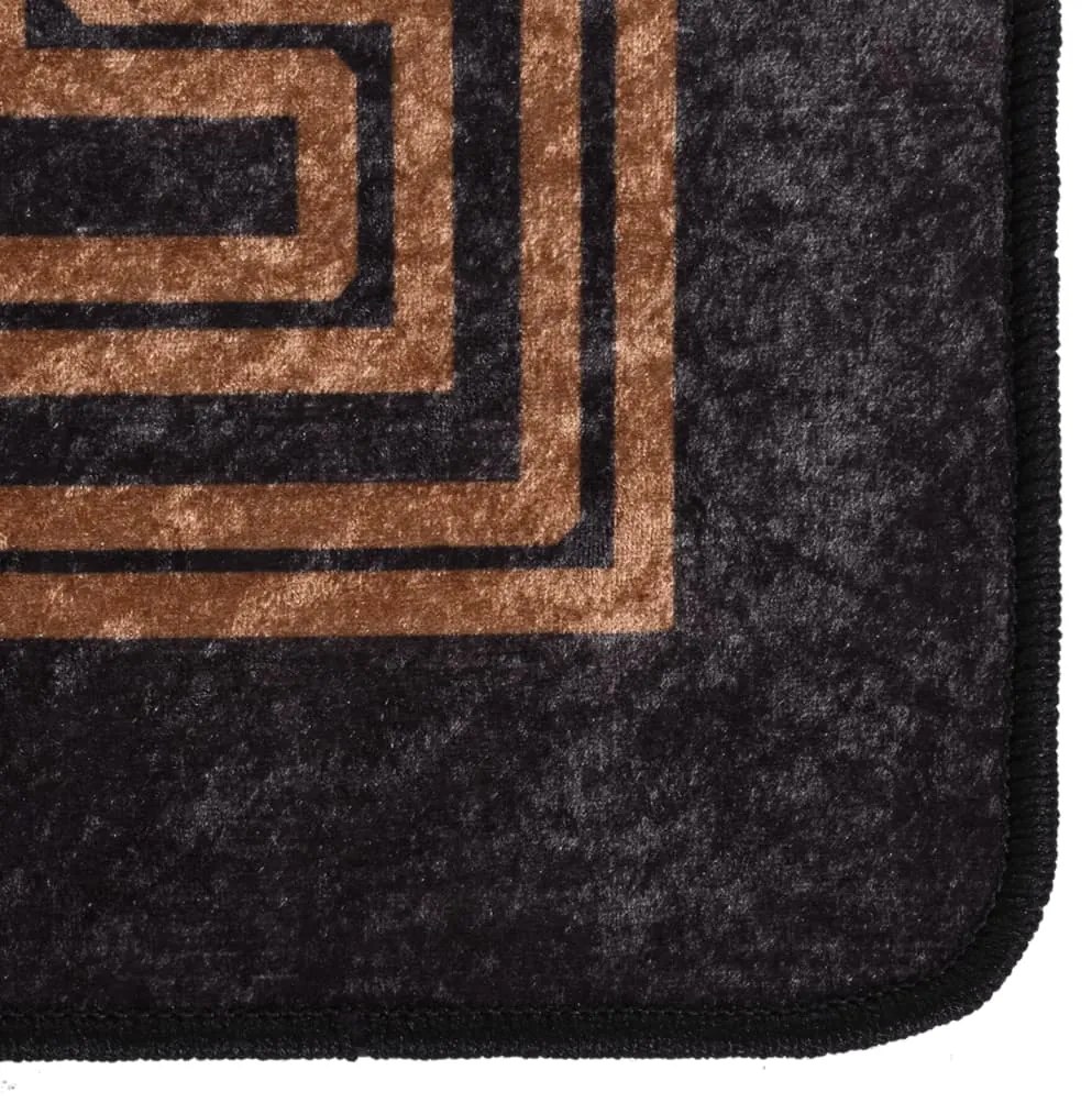 Tapete lavável antiderrapante 120x170 cm preto e dourado