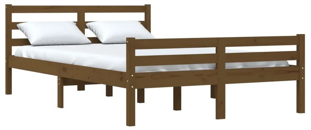 Estrutura cama king 150x200 cm madeira maciça castanho-mel