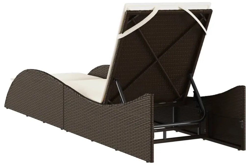 Espreguiçadeira com almofadão 60x205x73 cm vime PE castanho