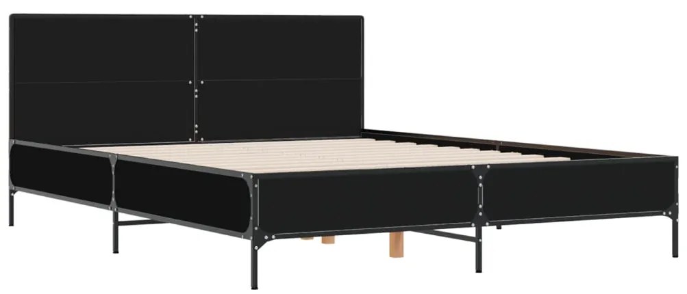 Estrutura de cama 150x200 cm derivados de madeira/metal preto