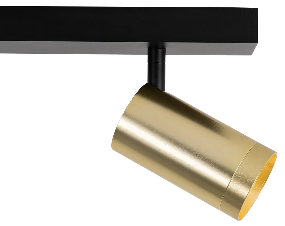 Foco de teto preto com dourado ajustável 2 luzes - Jeana Luxe Moderno