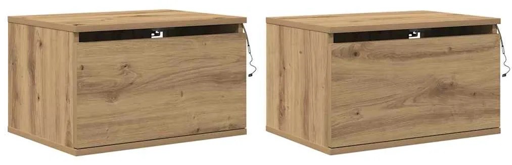 Mesas de cabeceira vidaXL com luzes LED 2 pcs montadas na parede em ca