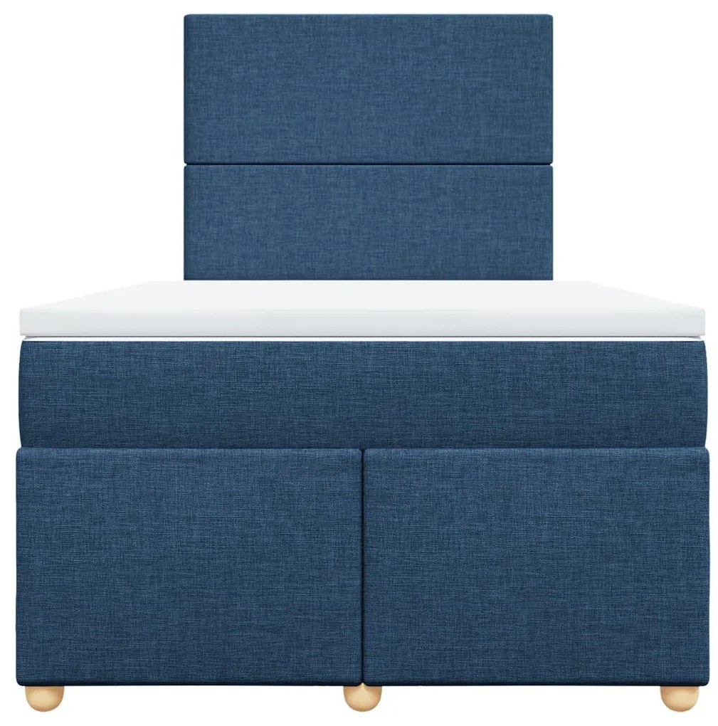 Cama boxspring com colchão 120x190 cm tecido azul