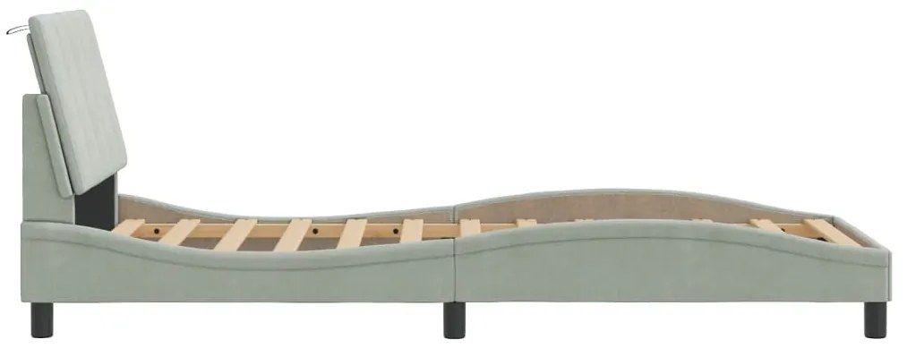 Estrutura de cama c/ cabeceira 90x190 cm veludo cinzento-claro