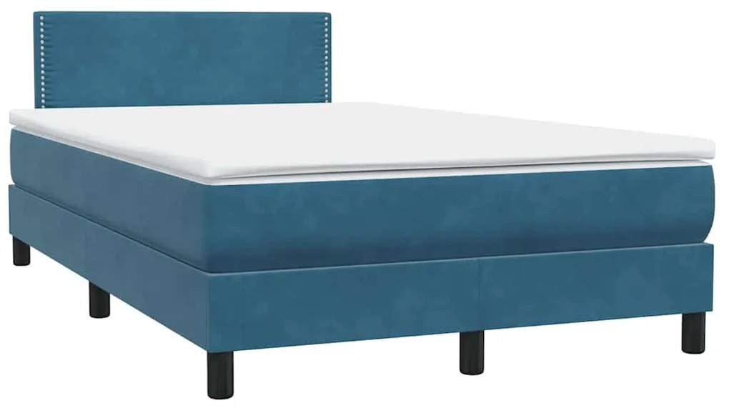 Cama com molas/colchão 120x210 cm veludo azul-escuro