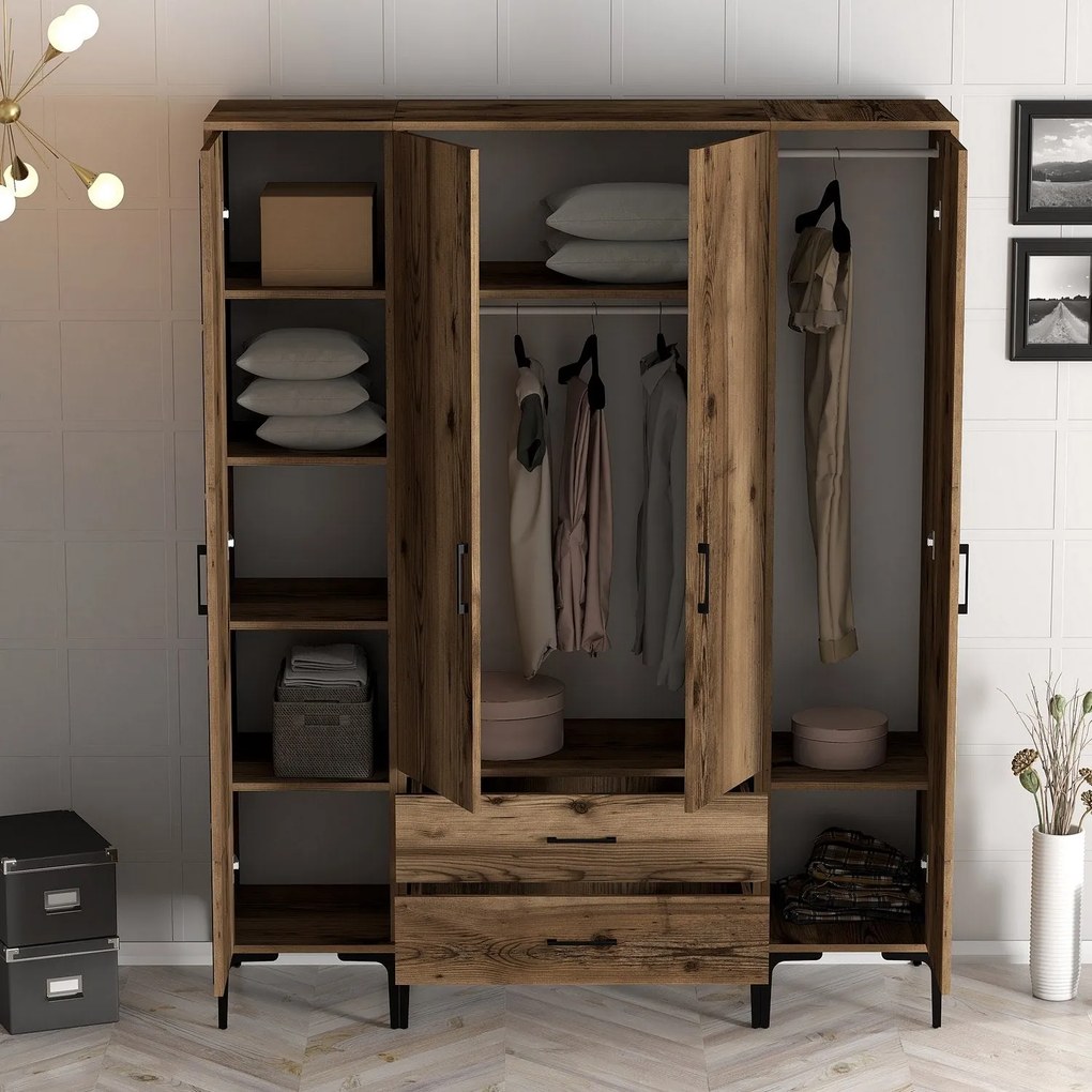 Roupeiro Kumsal STR – Nogueira – 160x47,5x201,4 cm