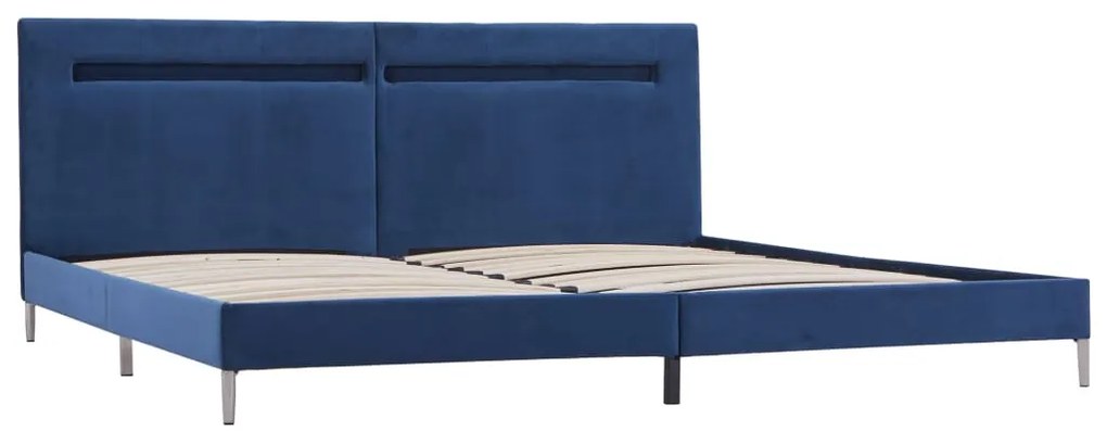 Estrutura de cama com LED 160x200 cm tecido azul